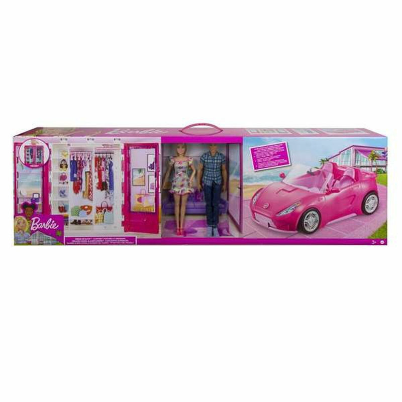 Dolls Set Barbie GVK05 Figures x 2 Car Cupboard