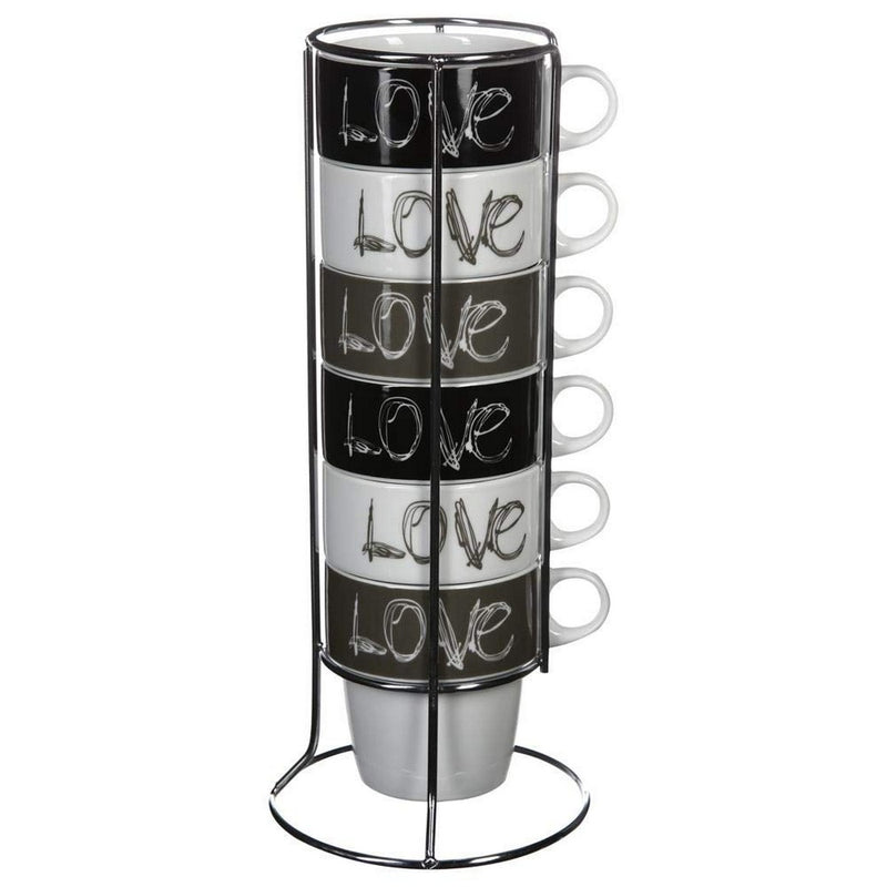 6 Piece Coffee Cup Set Secret de Gourmet Love With support 260 ml