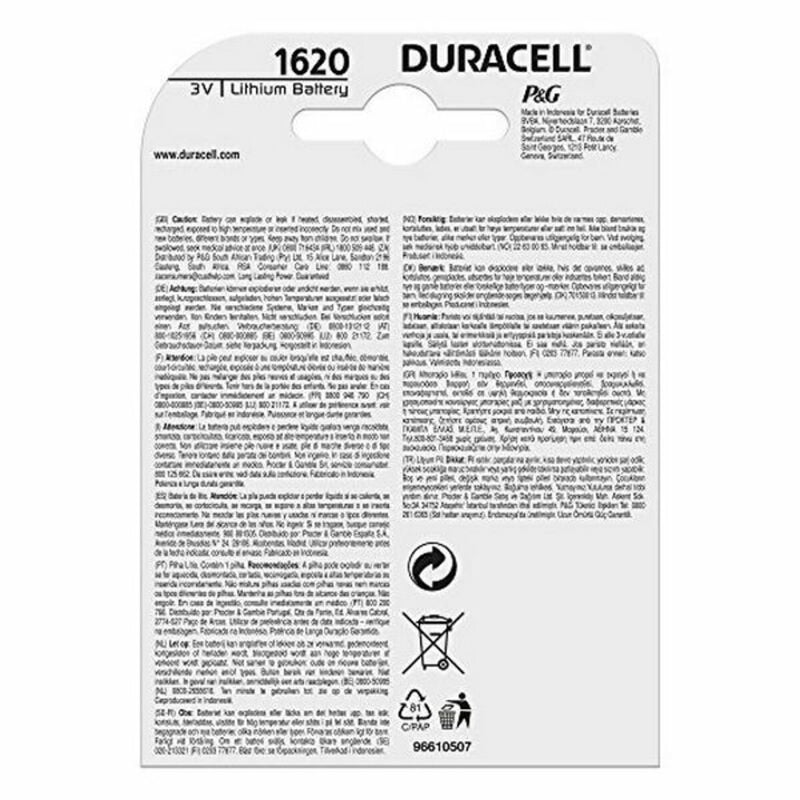 Lithium Knoopcel Batterij DURACELL CR1620 3V