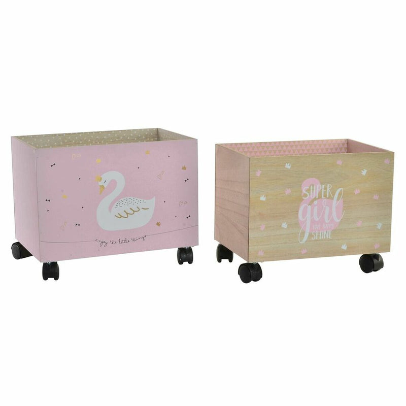 Decorative box DKD Home Decor Wood Swan (39 x 26 x 32 cm) (2 pcs)