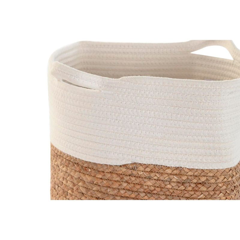 Decorative basket DKD Home Decor Cotton White Natural Fibre (36 x 36 x 52 cm)
