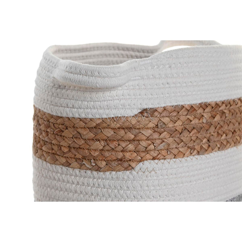 Basket set DKD Home Decor Cotton White Natural Fibre (30 x 30 x 26 cm)