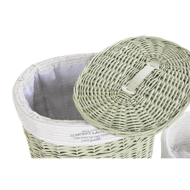 Set of Baskets DKD Home Decor Polyester Green wicker (51 x 37 x 56 cm)