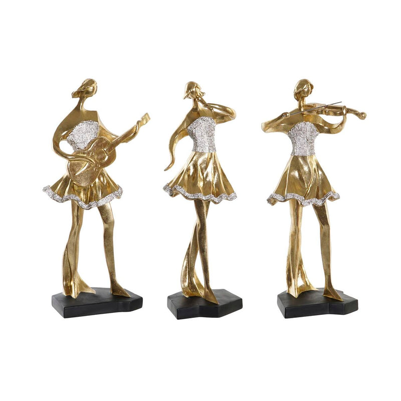 Decorative Figure DKD Home Decor Music Ballerina Golden Resin (20 x 12 x 41,5 cm) (3 Units)