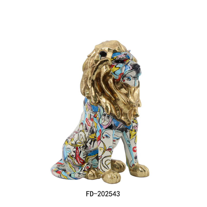 Decorative Figure DKD Home Decor Golden Lion Resin Multicolour Modern (21 x 14,5 x 27 cm) (15 x 21 x 27 cm)