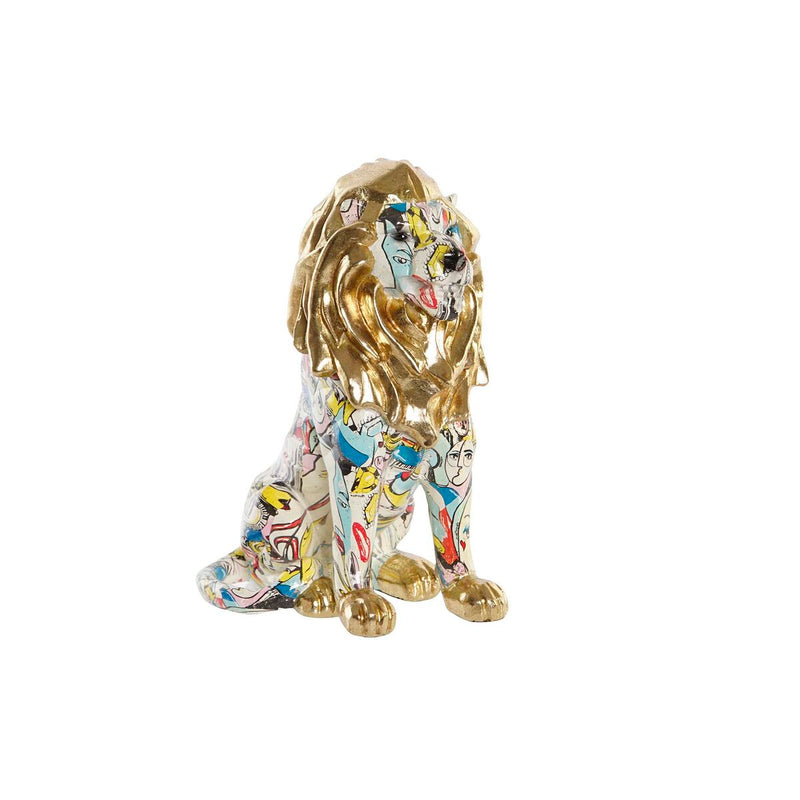 Decorative Figure DKD Home Decor Golden Lion Resin Multicolour Modern (21 x 14,5 x 27 cm) (15 x 21 x 27 cm)
