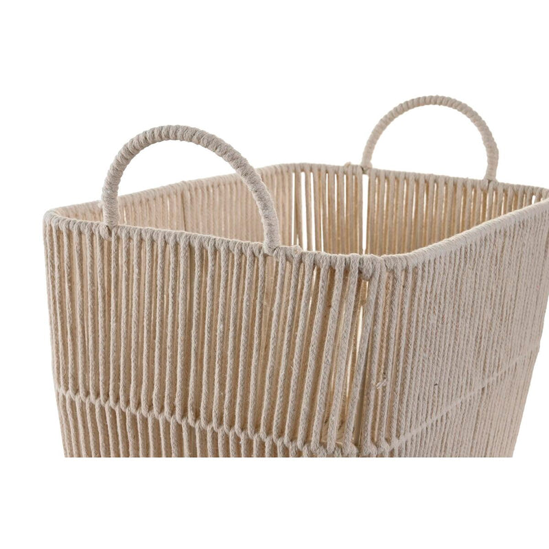 Basket set DKD Home Decor Beige Metal Cotton (39 x 29 x 31 cm)