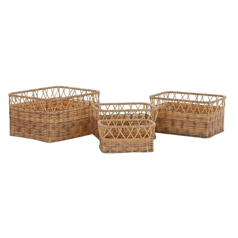 Basket set DKD Home Decor Natural Metal PE (42 x 32 x 22 cm)