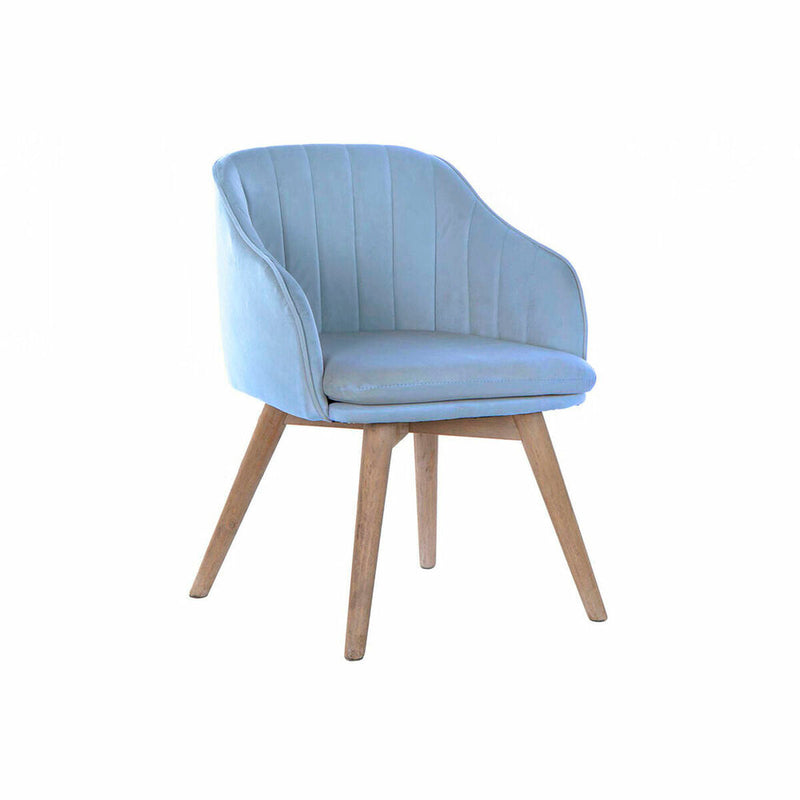 Chair DKD Home Decor Blue Rubber wood (56 x 55 x 74 cm)
