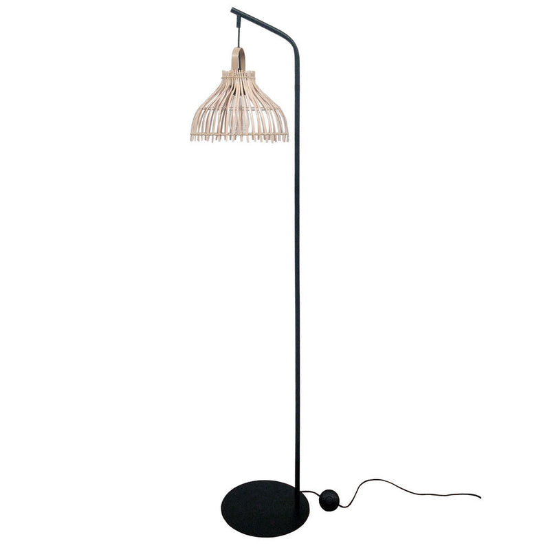 Floor Lamp DKD Home Decor Black Metal Brown Rattan (40 x 40 x 160 cm)
