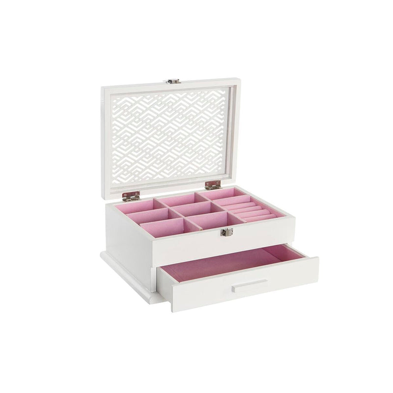 Jewelry box DKD Home Decor Crystal White Light Pink MDF Wood