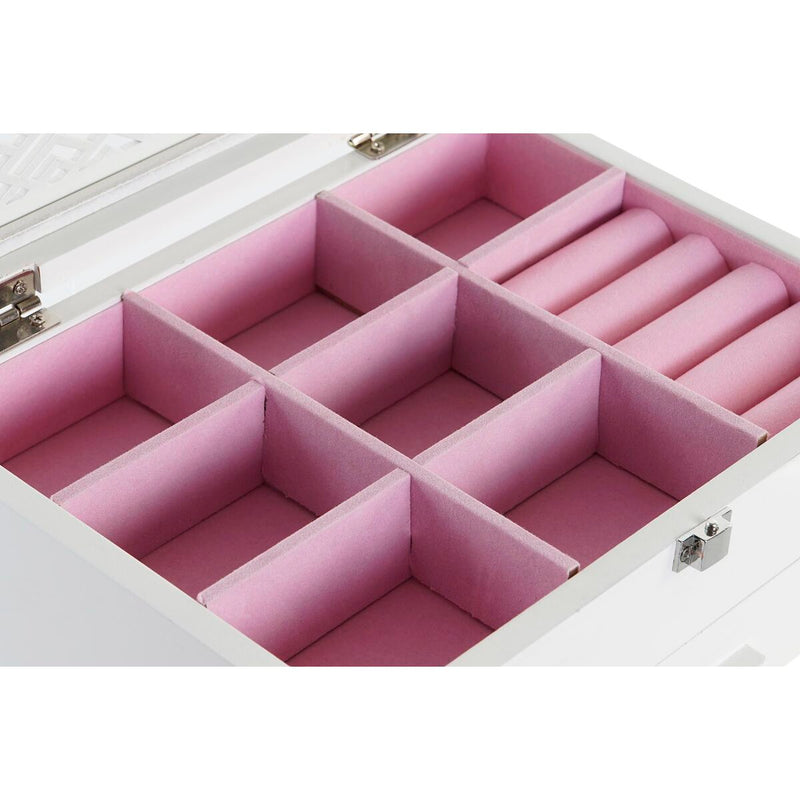 Jewelry box DKD Home Decor Crystal White Light Pink MDF Wood