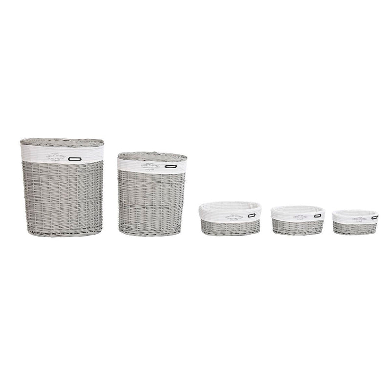 Set of Baskets DKD Home Decor Grey Polyester wicker (51 x 37 x 56 cm)