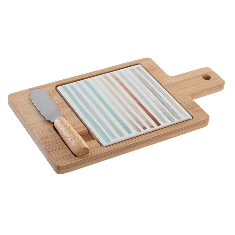 Snack tray DKD Home Decor Bamboo Stoneware 3 Pieces (21,5 x 11,8 x 1,5 cm)